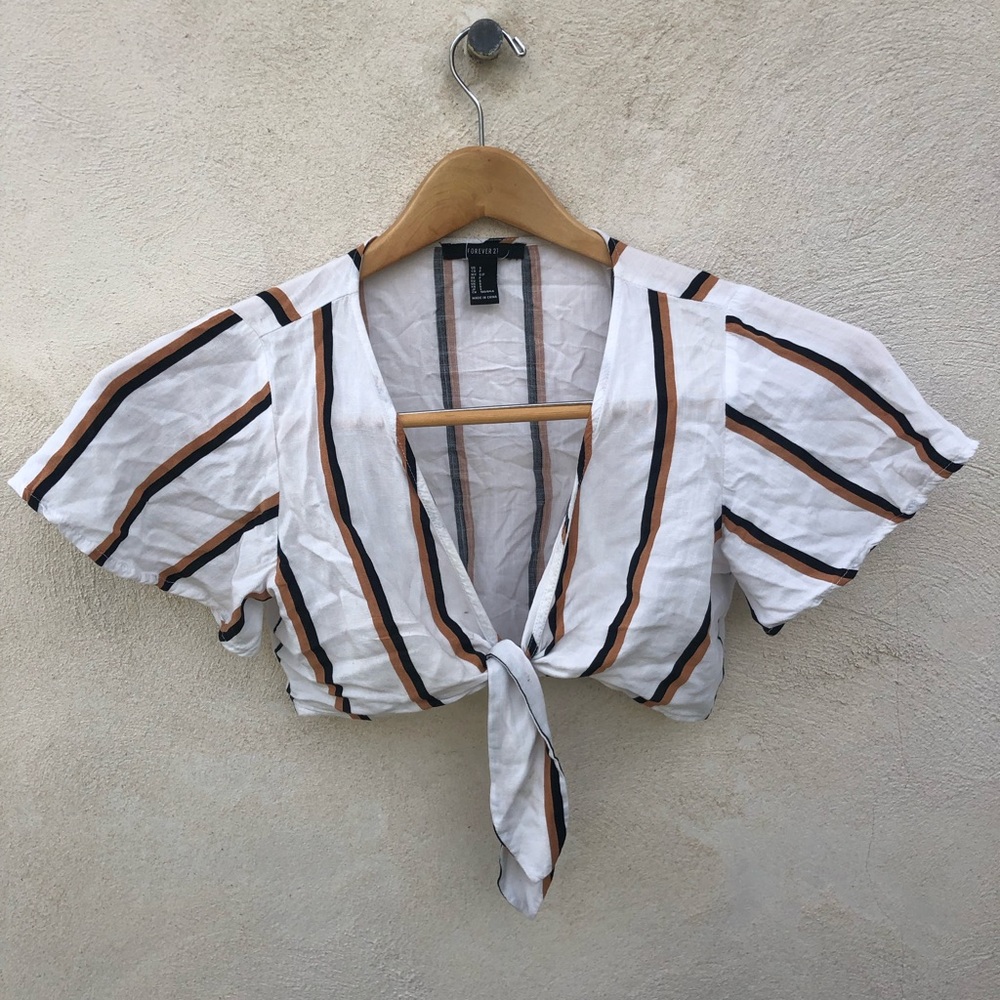 Striped tie crop top